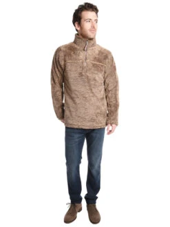 True Grit Men's Luxe Fleece Stripe Pullover -Standrews Links Officials Store 71m33lfs brownalt3