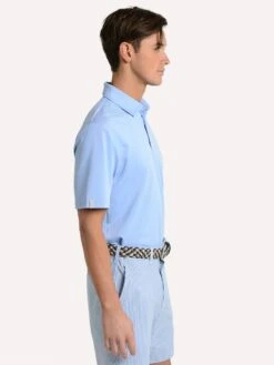 RLX Performance Oxford Short Sleeve Active Fit Polo -Standrews Links Officials Store 785735825 bluemualt2