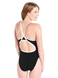 Speedo Women's Solid Flyback Training Suit Endurance+ One Piece -Standrews Links Officials Store 819016 001blackalt2