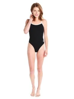 Speedo Women's Solid Flyback Training Suit Endurance+ One Piece -Standrews Links Officials Store 819016 001blackalt3