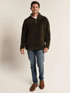 True Grit Men's Pebble Pile 1/4 Zip Pullover -Standrews Links Officials Store 81m231osh vintageolivealt1