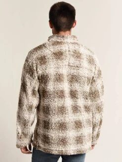 True Grit Men's Tip Shearling Box Plaid 1/4 Zip Pullover -Standrews Links Officials Store 81m65dsp brownalt3