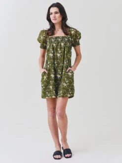 Tory Burch Women's Smocked Mini Dress -Standrews Links Officials Store 82025 978xWALLFLORALxAlt1 57011991