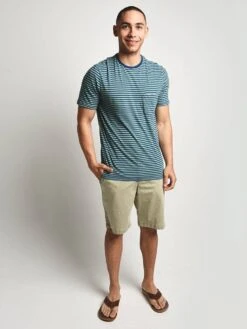 True Grit Crew Stripe Short Sleeve Crew -Standrews Links Officials Store 85m05isk3 greenalt1