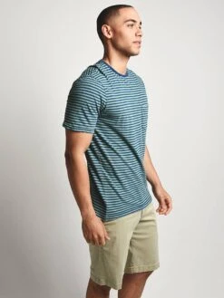 True Grit Crew Stripe Short Sleeve Crew -Standrews Links Officials Store 85m05isk3 greenalt2