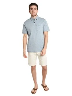True Grit Heritage Slub Short Sleeve Polo -Standrews Links Officials Store 85m35sc denimbluealt1