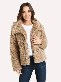 Dylan Fluffy Sherpa Snap Jacket