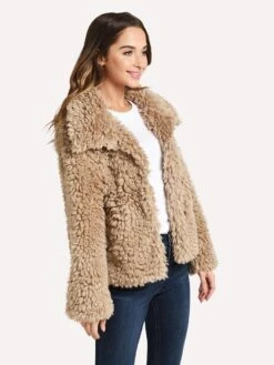 Dylan Fluffy Sherpa Snap Jacket -Standrews Links Officials Store 91W186SCF TEDDYBROWNalt2
