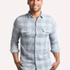 True Grit Men's Mini Check Plaid Long Sleeve Two Pocket Shirt