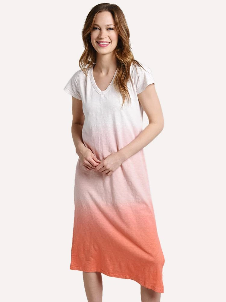 Dylan Cotton Slub Short Sleeve V-Dress 1 Dylan Cotton Slub Short Sleeve V-Dress