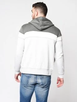Eleventy Men’s Tri-Color Block Full Zip Hoodie -Standrews Links Officials Store 979FE0258 LT.GREY WHITEalt2