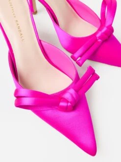 Loeffler Randall Women's Amyra Bow Kitten Mule -Standrews Links Officials Store AMYRA SATNxFUSCHIAxAlt1 83075314
