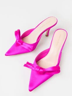 Loeffler Randall Women's Amyra Bow Kitten Mule -Standrews Links Officials Store AMYRA SATNxFUSCHIAxAlt3 83075317