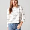 ATM Women's Plaited Jersey Stripe Sweatshirt