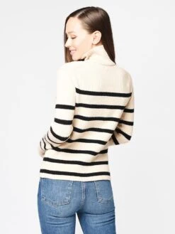 English Factory Women’s Striped Turtle Neck Sweater -Standrews Links Officials Store BH134T IVORYalt2