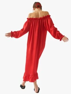 Sleeper Women’s Scarlet Red Silk Loungewear Dress -Standrews Links Officials Store BSC004D REDalt2