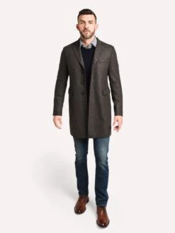 Harris Wharf London Men's Chester Pressed Wool Coat -Standrews Links Officials Store C9100MLK MILITARYMOULINEalt3