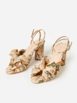 Loeffler Randall Women's Camellia Bow Heel -Standrews Links Officials Store CAMELLIA PLFAxCREAMBOTANICALFLORALHIGHSHINExPrimary 93308303