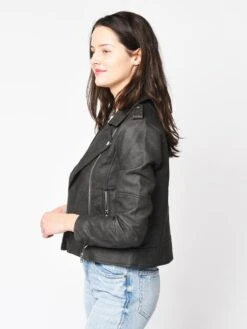 Cupcakes And Cashmere Francie Faux Leather Moto Jacket -Standrews Links Officials Store CJ402018 CHARCOALalt2