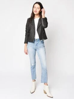 Cupcakes And Cashmere Francie Faux Leather Moto Jacket -Standrews Links Officials Store CJ402018 CHARCOALalt4