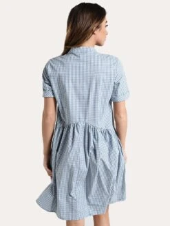 Rae Mode Short Sleeve Button Gingham Dress -Standrews Links Officials Store D1039 BLUE WHITEalt3