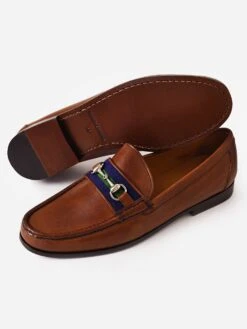 Smathers & Branson Men's Downing Bit Needlepoint Loafer -Standrews Links Officials Store DBLxDARKNAVYFORESTxAlt2 65044484