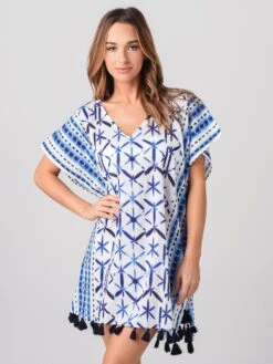 Echo Women’s Shibori Tassel Caftan -Standrews Links Officials Store EB0134xSEABLUExPrimary