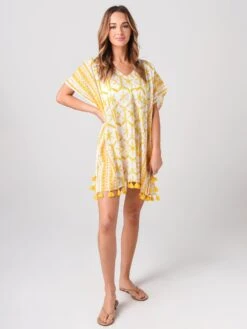 Echo Women’s Shibori Tassel Caftan -Standrews Links Officials Store EB0134xYELLOWGLOWxAlt3
