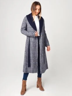 Soia & Kyo Women's Eleonore Plaid Calf-Length Double-Face Wool Coat -Standrews Links Officials Store ELEONORE PxINDIGOxAlt2 17537695