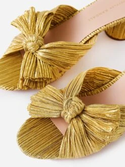 Loeffler Randall Women's Emilia Pleated Bow Heel -Standrews Links Officials Store EMILIA PLAxGOLDxAlt3 64441866