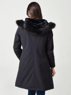 Herno Women's Straight Fitted Coat With Faux-Fur Lining And Faux-Fur Collar -Standrews Links Officials Store GC0291DxBLACKxAlt2 17277014