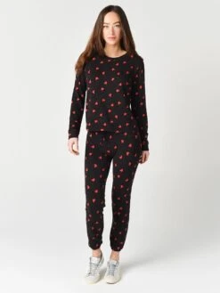 Monrow Women’s All Over Heart Stitched Elastic Vintage Sweats 7 Monrow Women’s All Over Heart Stitched Elastic Vintage Sweats -Standrews Links Officials Store HB0301 22 BLACKalt3