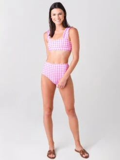 Ephemera Women's Gingham Classic Ruffle Bikini Top -Standrews Links Officials Store HS21DP12xBLUSHGINGHAMxAlt1 39033109