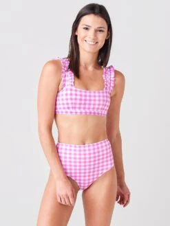 Ephemera Women's Gingham Classic Ruffle Bikini Top -Standrews Links Officials Store HS21DP12xBLUSHGINGHAMxPrimary 38968850