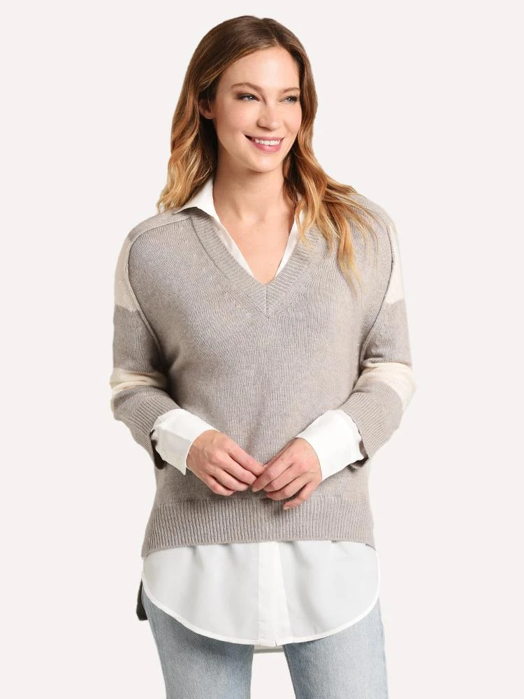 Brochu Walker Striped V Neck Layered Pullover 1 Brochu Walker Striped V Neck Layered Pullover