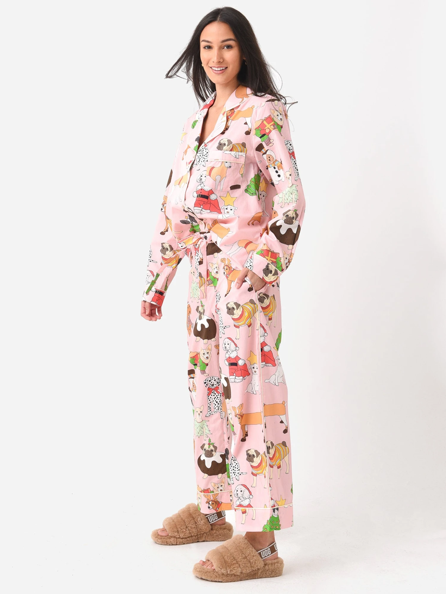 Karen Mabon Women's Christmas Dogs Long Pajama Set 3 Karen Mabon Women's Christmas Dogs Long Pajama Set - Image 3