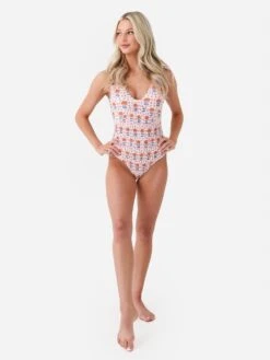Citrine Women's Laurel One-Piece Swimsuit -Standrews Links Officials Store LAUREL xCORALBLOCKxAlt2 93461309
