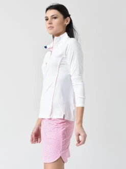 Peter Millar Women's Crown Sport Collection Lightweight Sun Comfort Base Layer Shirt -Standrews Links Officials Store LF21EK07xWHITEPALMERPINKxAlt3 54584110