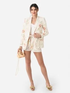 LoveShackFancy Women's Ofra Linen Blazer -Standrews Links Officials Store LJ707 1475xBURNTORANGExAlt1 101740313
