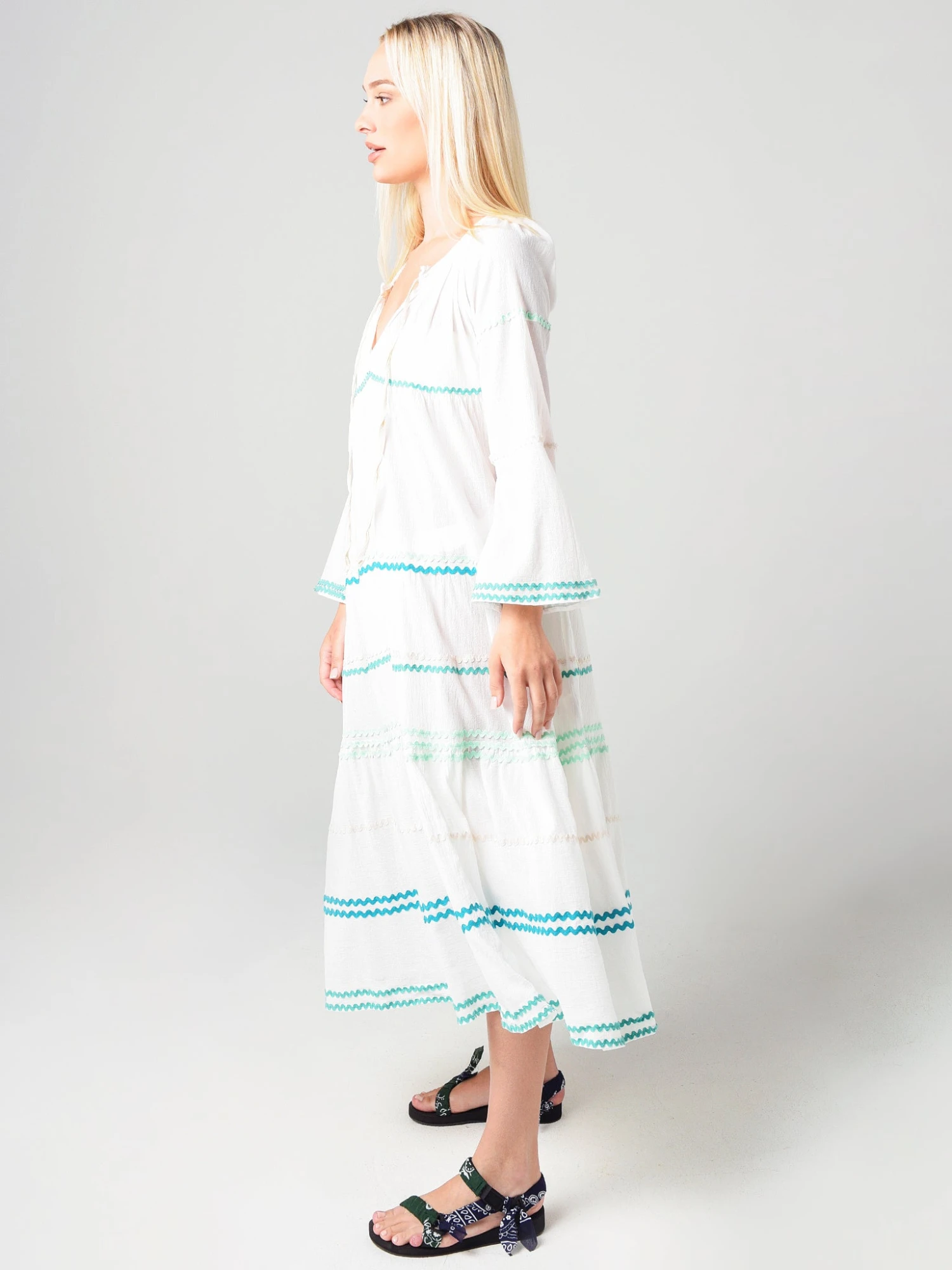 9 Seed Women's Majorca Blue Ric Rac Maxi Cover-Up Dress 2 9 Seed Women's Majorca Blue Ric Rac Maxi Cover-Up Dress - Image 2