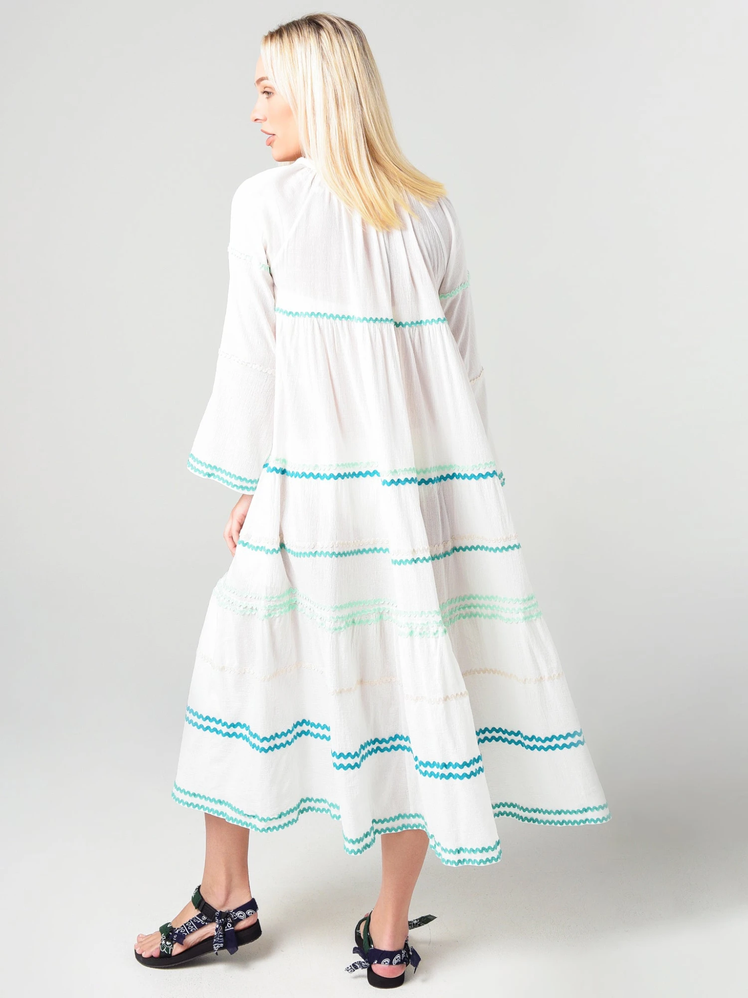 9 Seed Women's Majorca Blue Ric Rac Maxi Cover-Up Dress 3 9 Seed Women's Majorca Blue Ric Rac Maxi Cover-Up Dress - Image 3