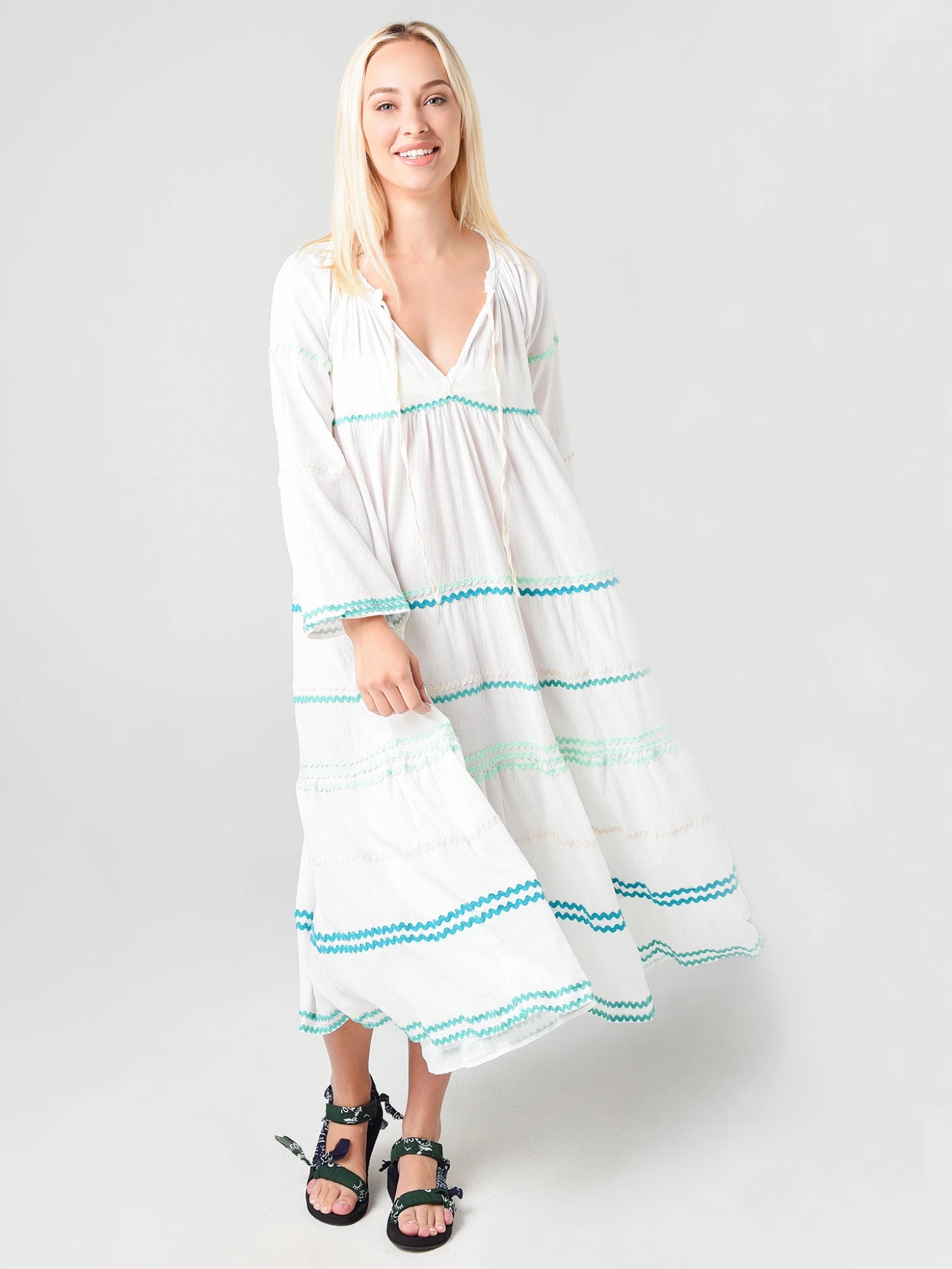 9 Seed Women's Majorca Blue Ric Rac Maxi Cover-Up Dress 1 9 Seed Women's Majorca Blue Ric Rac Maxi Cover-Up Dress