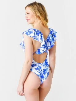 Caroline Constas Women's Ari One-Piece Swimsuit -Standrews Links Officials Store MB022SFC R20xBluexAlt2