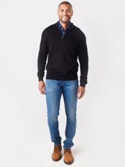 Peter Millar Men's Crown Soft Merino-Silk Quarter-Zip Sweater -Standrews Links Officials Store ME0S25xBLACKxAlt1 47855391