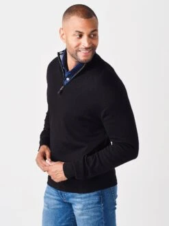 Peter Millar Men's Crown Soft Merino-Silk Quarter-Zip Sweater -Standrews Links Officials Store ME0S25xBLACKxAlt2 47855235