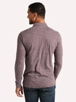 Faherty Brand Luxe Heather Long Sleeve Polo -Standrews Links Officials Store MKF1984 MERLOTNAVYSTRIPEalt3