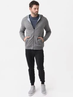 Faherty Brand Men's Cloud Reversible Zip Hoodie -Standrews Links Officials Store MKH2224xMEDIUMGREYHEATHERLIGHTBLUEHEATHERxAlt2 82495008