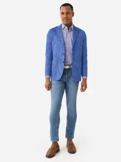 Peter Millar Crown Crafted Men's Holden Jersey Houndstooth Soft Jacket -Standrews Links Officials Store MS23XJ05xMARINABLUExAlt2 99319944