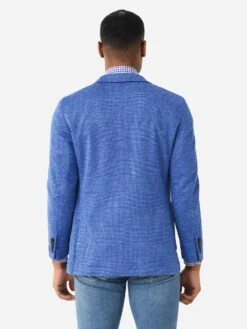 Peter Millar Crown Crafted Men's Holden Jersey Houndstooth Soft Jacket -Standrews Links Officials Store MS23XJ05xMARINABLUExAlt4 99319949