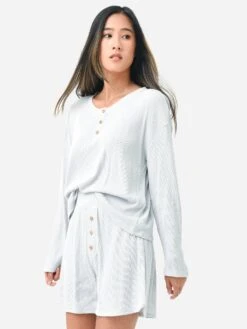 Eberjey Women's Cozy Waffle Long Sleeve & Short Pajama Set 8 Eberjey Women's Cozy Waffle Long Sleeve & Short Pajama Set -Standrews Links Officials Store PJ2029TLUSxGREYSTONExAlt2 79481160